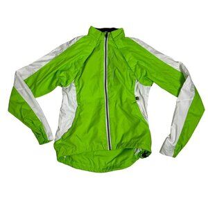Canondale Women's cycling jacket S green yellow lightweight convertible zip up